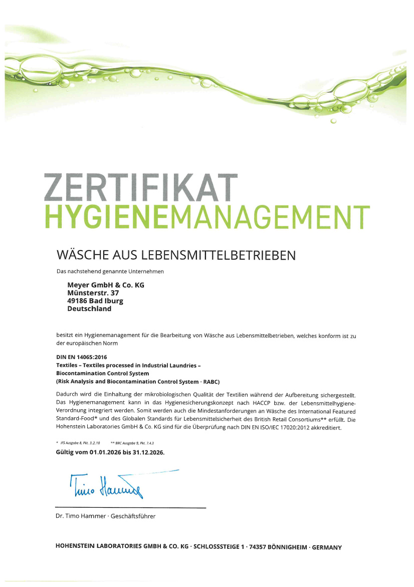 Zertifikat Lebensmittel